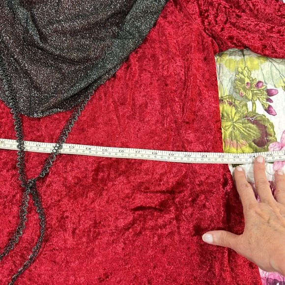 Elegant Plus Sized Medieval Queen Halloween Costume in Red Velvet with Crown - Picture 4 of 5